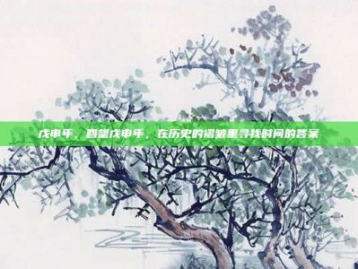 戊申年，回望戊申年，在历史的褶皱里寻找时间的答案