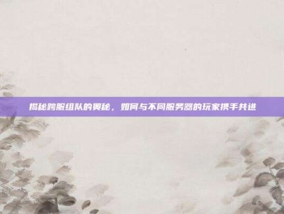揭秘跨服组队的奥秘，如何与不同服务器的玩家携手共进