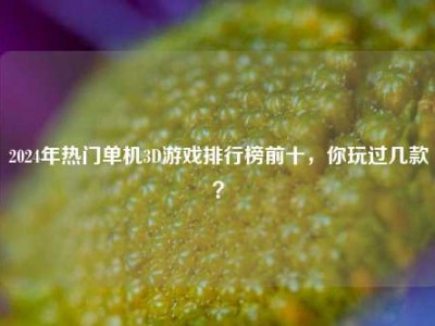 2024年热门单机3D游戏排行榜前十，你玩过几款？