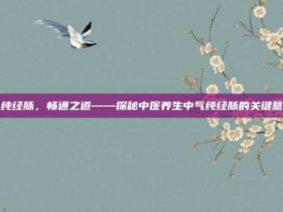 气纯经脉，畅通之道——探秘中医养生中气纯经脉的关键意义