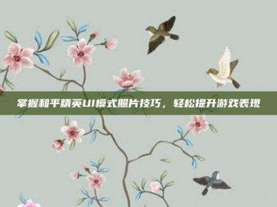 掌握和平精英UI模式照片技巧，轻松提升游戏表现