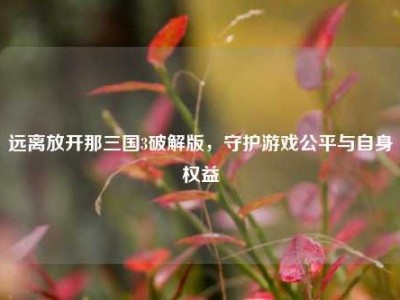 远离放开那三国3破解版，守护游戏公平与自身权益