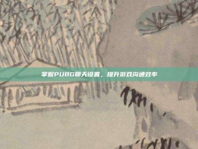 掌握PUBG聊天设置，提升游戏沟通效率