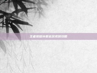 王者荣耀孙策近况视频攻略