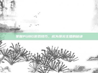 掌握PUBG游戏技巧，成为顶尖主播的秘诀