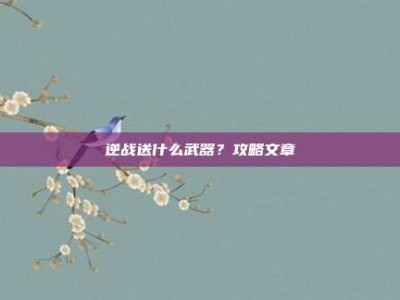 逆战送什么武器？攻略文章