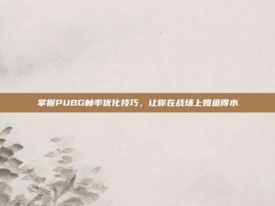 掌握PUBG帧率优化技巧，让你在战场上如鱼得水