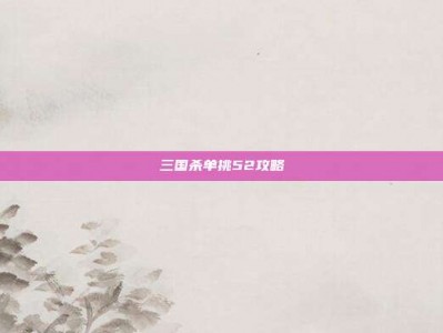 三国杀单挑52攻略