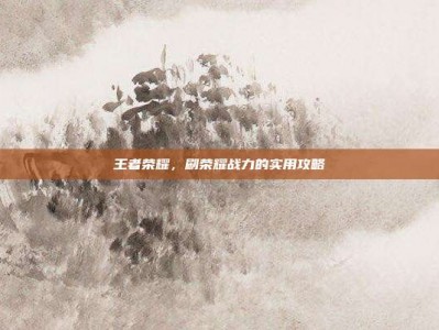 王者荣耀，刷荣耀战力的实用攻略