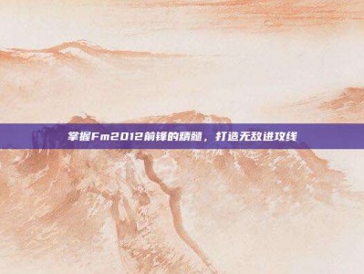 掌握Fm2012前锋的精髓，打造无敌进攻线