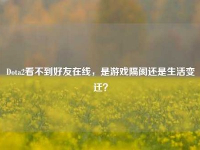 Dota2看不到好友在线，是游戏隔阂还是生活变迁？