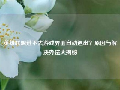 英雄联盟进不去游戏界面自动退出？原因与解决办法大揭秘