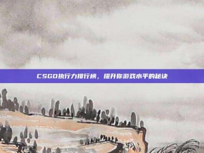 CSGO执行力排行榜，提升你游戏水平的秘诀