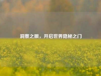 洞察之眼，开启世界隐秘之门