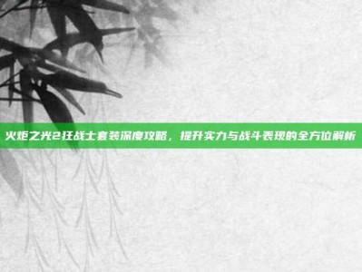 火炬之光2狂战士套装深度攻略，提升实力与战斗表现的全方位解析