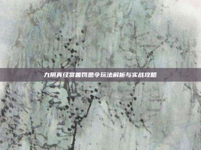 九阴真经赏善罚恶令玩法解析与实战攻略