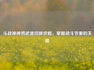 斗战神神将武器切换攻略，掌握战斗节奏的关键