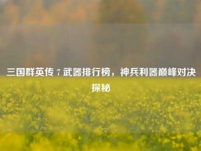 三国群英传 7 武器排行榜，神兵利器巅峰对决探秘