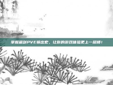 掌握藏剑PVE输出宏，让你的游戏体验更上一层楼！