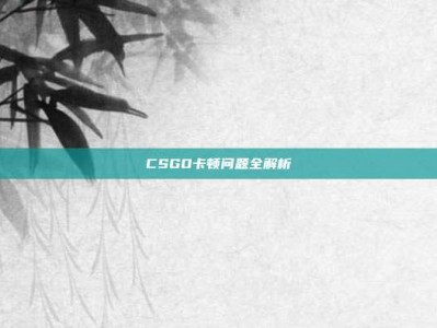 CSGO卡顿问题全解析