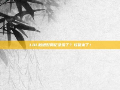 LOL秒退对局记录没了？攻略来了！