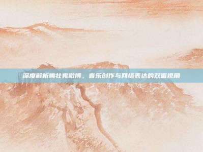 深度解析姚壮宪微博，音乐创作与网络表达的双面视角
