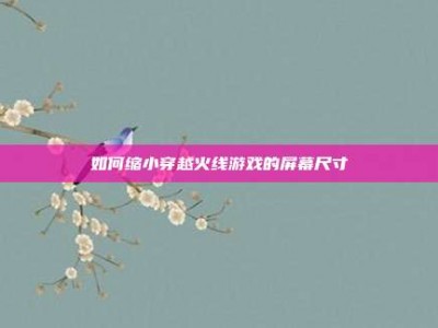 如何缩小穿越火线游戏的屏幕尺寸
