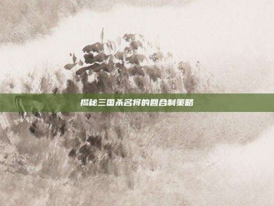 揭秘三国杀名将的回合制策略