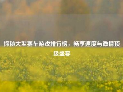 探秘大型赛车游戏排行榜，畅享速度与激情顶级盛宴