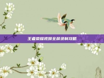 王者荣耀视频全屏录制攻略
