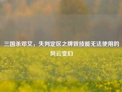 三国杀邓艾，失判定区之牌致技能无法使用的风云变幻