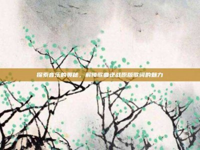探索音乐的奥秘，解锁歌曲逆战原版歌词的魅力