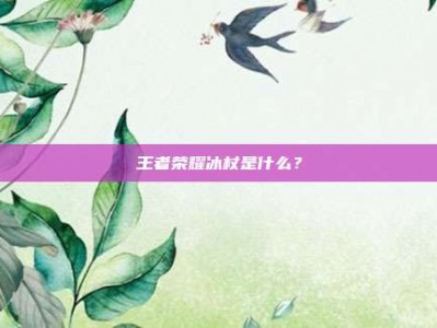 王者荣耀冰杖是什么？