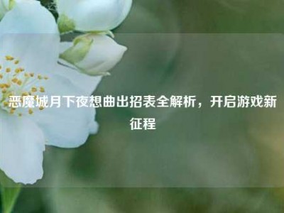 恶魔城月下夜想曲出招表全解析，开启游戏新征程