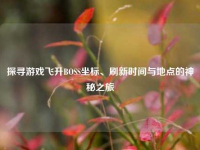 探寻游戏飞升BOSS坐标、刷新时间与地点的神秘之旅