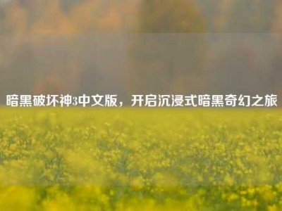 暗黑破坏神3中文版，开启沉浸式暗黑奇幻之旅