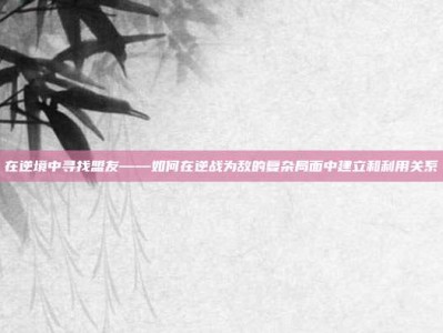 在逆境中寻找盟友——如何在逆战为敌的复杂局面中建立和利用关系
