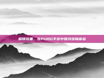 解锁设备，在PUBG手游中保持流畅体验