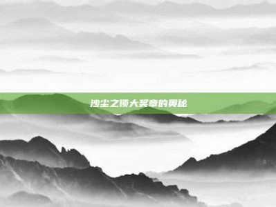 沙尘之锁大奖章的奥秘
