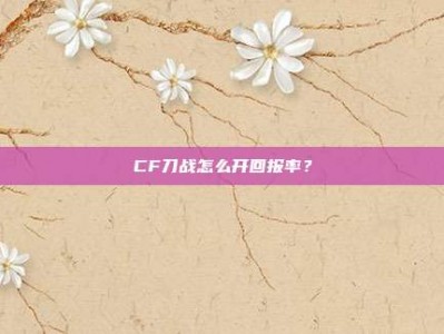 CF刀战怎么开回报率？