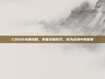 COD16水濑攻略，掌握关键技巧，成为战场中的赢家