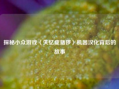 探秘小众游戏〈失忆症猪猡〉机器汉化背后的故事