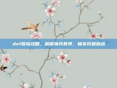 dnf猴岛攻略，解锁神兵异界，畅享狩猎挑战