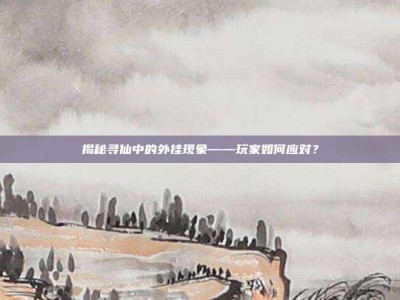 揭秘寻仙中的外挂现象——玩家如何应对？