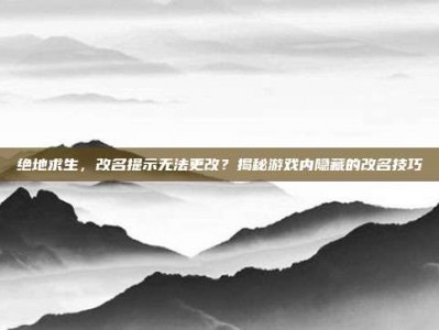 绝地求生，改名提示无法更改？揭秘游戏内隐藏的改名技巧