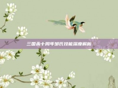 三国杀十周年邹氏技能深度解析