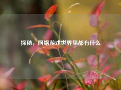 探秘，网络游戏世界里都有什么