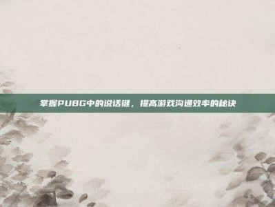 掌握PUBG中的说话键，提高游戏沟通效率的秘诀