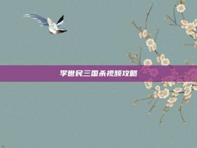 李世民三国杀视频攻略