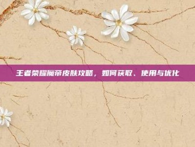 王者荣耀魔帝皮肤攻略，如何获取、使用与优化